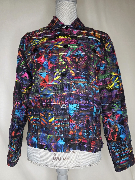 Chico's Jackets & Blazers - Chico's VINTAGE Black Neon Abstract Patchwork Jacket. Rare Find